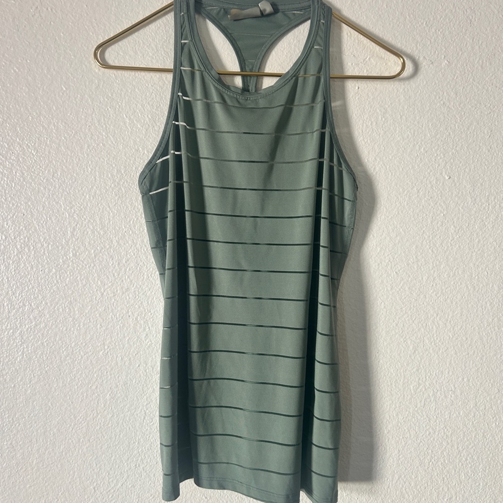 Athleta Teal and Gray Striped Tank Top